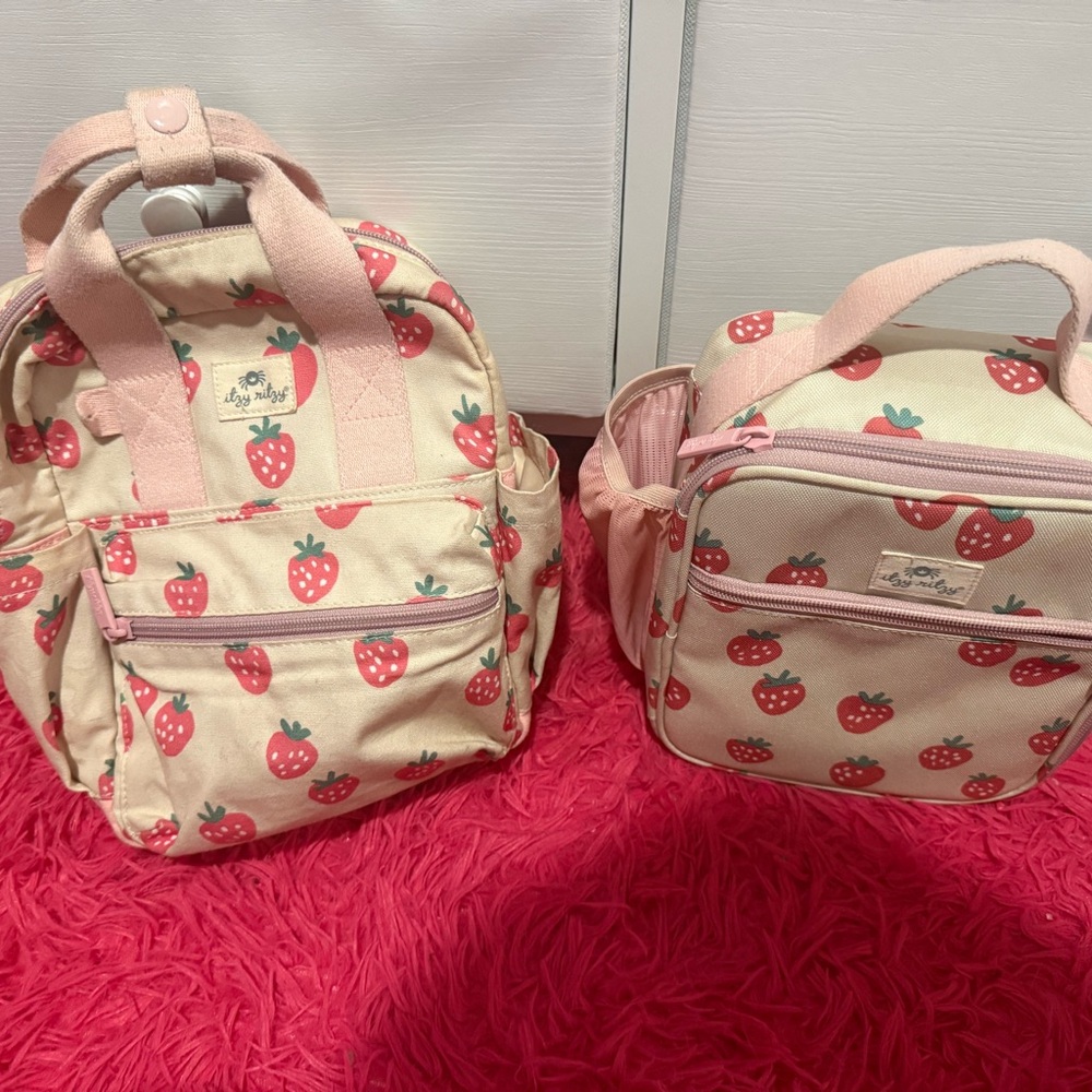 Itzy Ritzy Strawberry Kids Backpack & Lunch Bag - Pink Cream